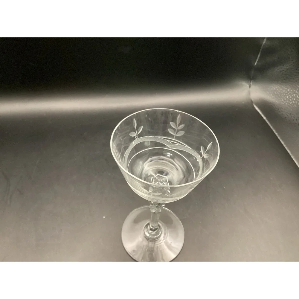 Vtg Set of 9‎ Etched Crystal Cordial Brandy Glasses-Wheat Pattern-5